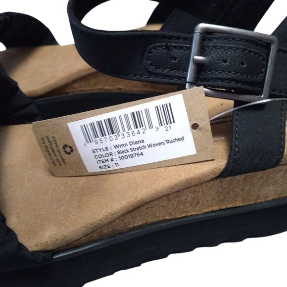 Toms Women's Size 11 Diana Black Woven Ruched Stretch Sandals Wedge Platform NEW - Picture 3 of 6